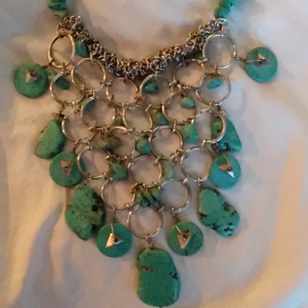 Faux Turquoise put together with silver chains simply gorgeous!